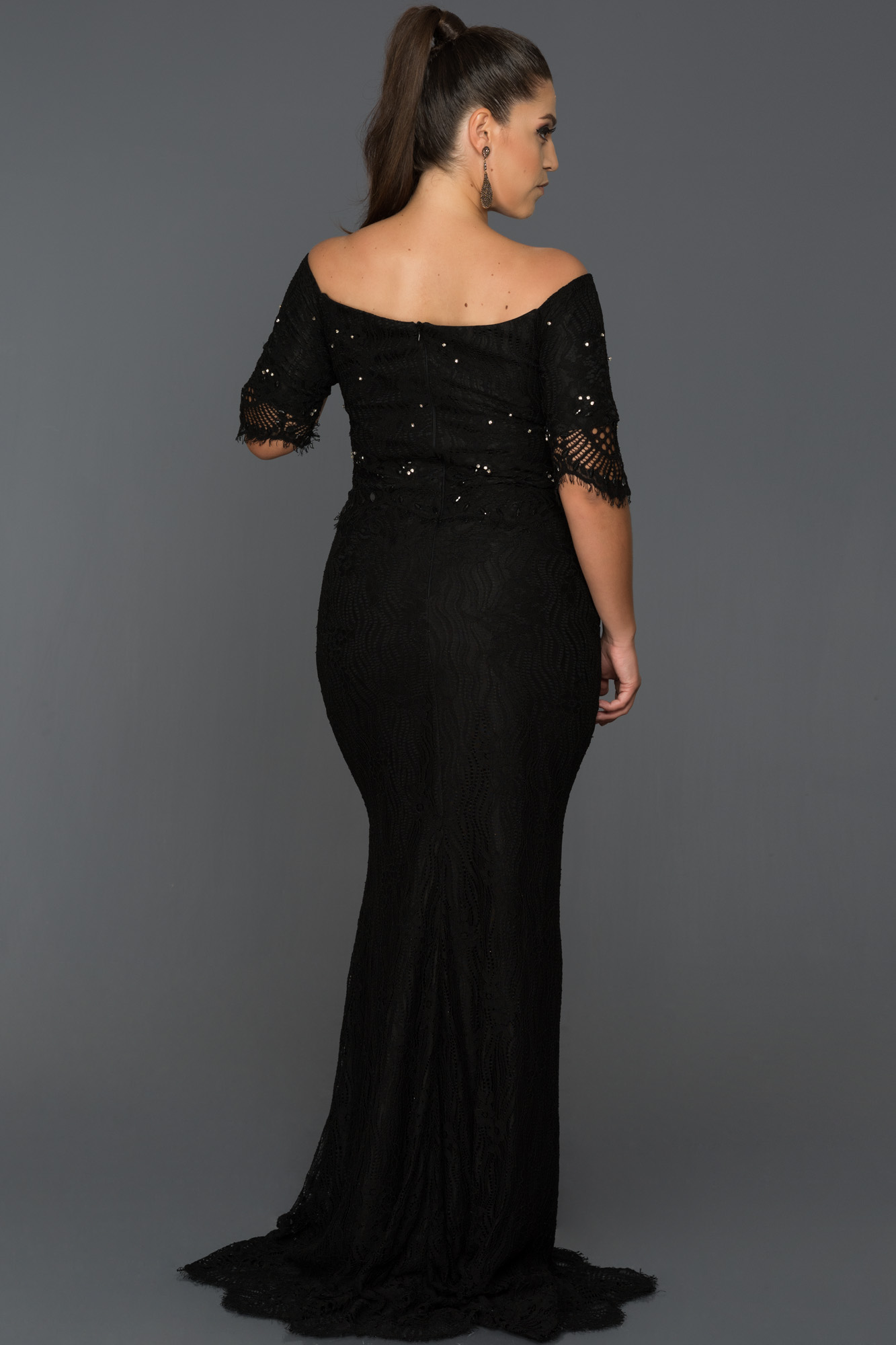 Long Black Plus Size Evening Dress Ab8302 