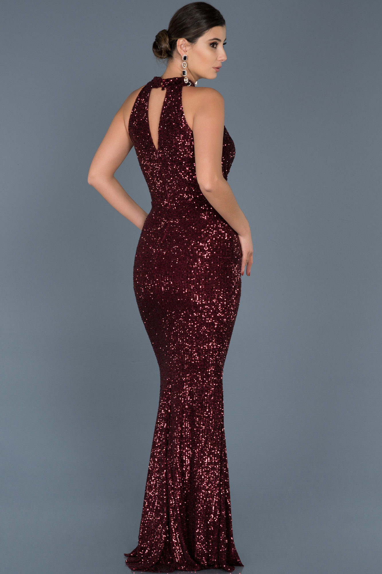 Burgundy Mermaid Evening Dress ABU550 | Abiyefon.com