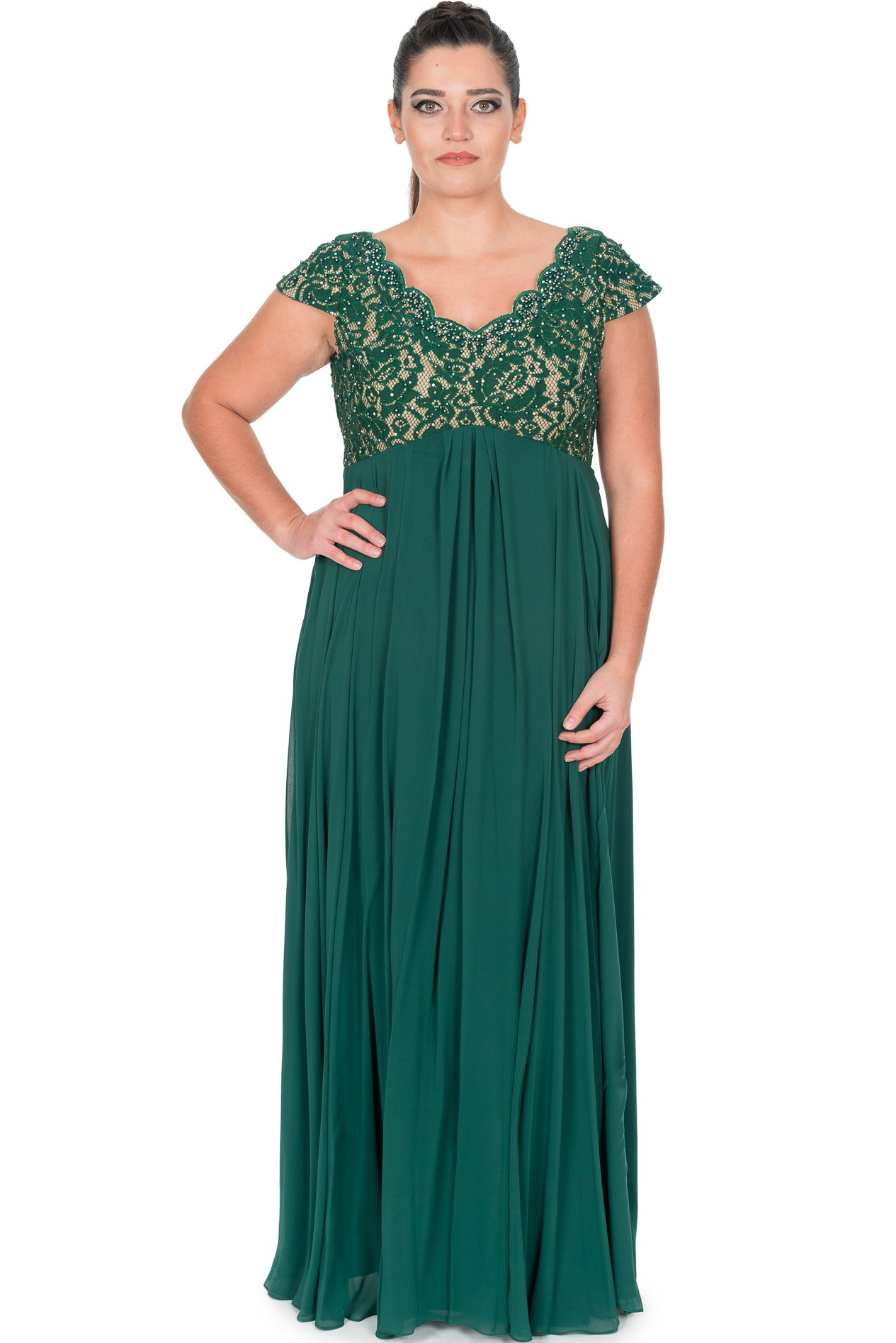 Long Emerald Green Plus Size Dress ALY8805 | Abiyefon.com