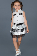 Short Silver-Black Girl Dress ABK550