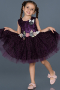 Short Dark Purple Girl Dress ABK539