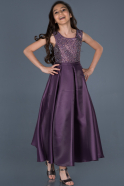 Long Dark Purple Stony Girl Dress ABU776