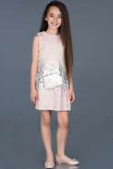 Short Powder Color Girl Dress ABK571
