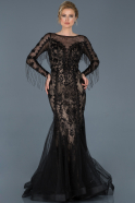 Long Black Engagement Dress ABU805