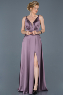 Long Lavender Satin Engagement Dress ABU807