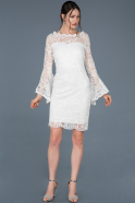 White Short Laced Invitation Dress ABK385