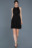 Black-Black Short Prom Gown ABK422