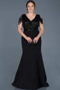 Long Black Plus Size Evening Dress ABU827