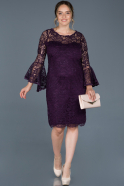 Short Purple Laced Plus Size Evening Dress ABK383