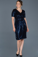 Short Sax Blue Plus Size Evening Dress ABK586