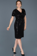 Short Black Plus Size Evening Dress ABK586