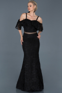 Long Black Laced Prom Gown ABU836