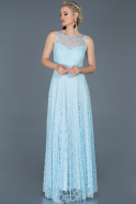 Long Light Blue Laced Prom Gown ABU837