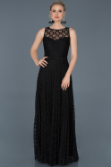 Long Black Laced Prom Gown ABU837