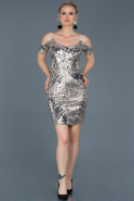 Short Silver Evening Dress ABK696