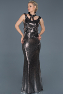 Long Black-Silver Prom Gown ABU838