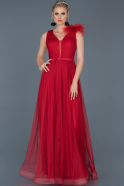 Long Red Engagement Dress ABU842
