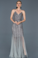 Long Grey Prom Gown ABU815