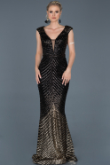 Black-Gold Long Mermaid Evening Dress ABU641