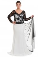 Long White-Black Evening Dress C3052