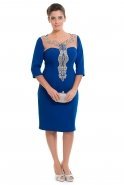 Sax Blue Large Size Evening Dress O7938