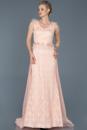 Long Powder Color Laced Engagement Dress ABU854