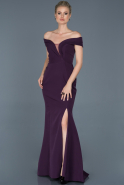 Long Dark Purple Evening Dress ABU870