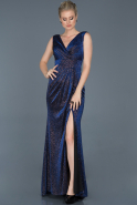 Sax Blue Long Mermaid Prom Dress ABU618
