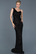 Long Black Mermaid Evening Dress ABU858