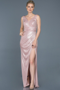 Long Pink Satin Mermaid Prom Dress ABU859
