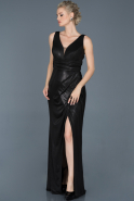 Long Black Satin Mermaid Prom Dress ABU859