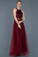 Long Burgundy Prom Gown ABU861