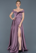 Long Lavender Satin Engagement Dress ABU862