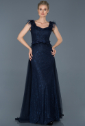Long Navy Blue Mermaid Prom Dress ABU864