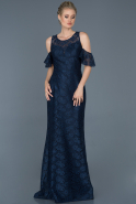 Long Sax Blue Laced Evening Dress ABU868