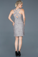 Grey Short Laced Prom Gown ABK496