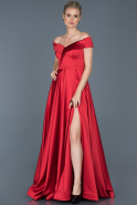 Long Red Satin Engagement Dress ABU862