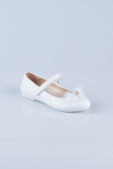 White Leather Flat Shoe SA209