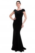 Long Black Velvet Evening Dress C3292