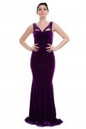 Long Purple Velvet Evening Dress C3294
