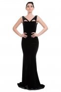 Long Black Velvet Evening Dress C3294