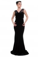 Long Black Velvet Evening Dress C3295