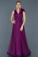Long Dark Purple Evening Dress ABU823
