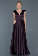 Long Dark Purple Satin Engagement Dress ABU876
