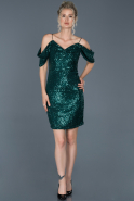 Short Emerald Green Evening Dress ABK598