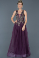 Long Purple Stony Evening Dress ABU878