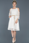 Short White Laced Invitation Dress ABK607