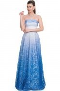 Long Sax Blue Prom Dress F2346