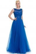 Long Sax Blue Evening Dress F2074