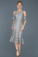Grey Midi Laced Invitation Dress ABK455